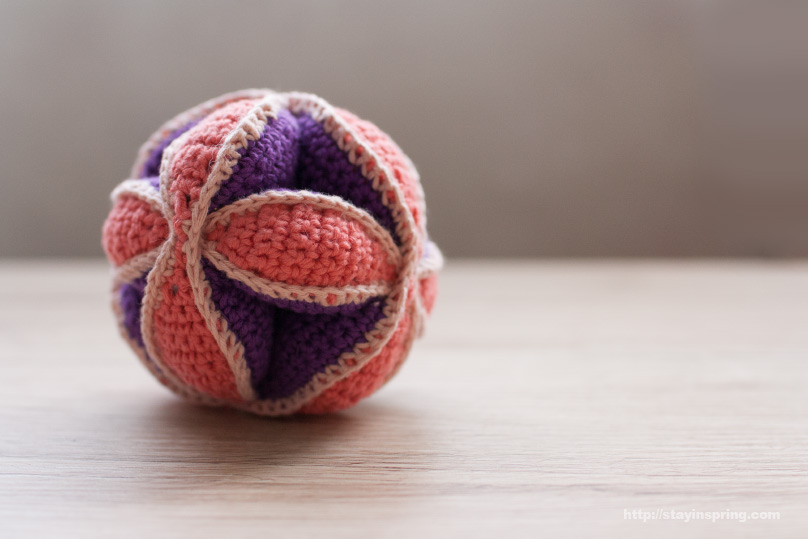 Amish Puzzle Ball -- crocheted baby toy