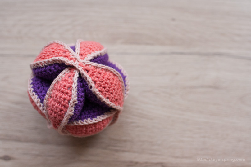 Amish Puzzle Ball -- crocheted baby toy