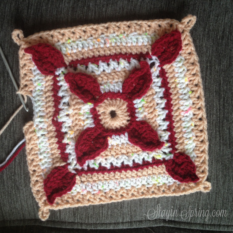 crocheted square cushion cover wip