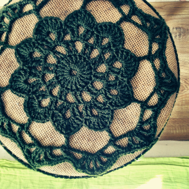 Crocheted stool cover